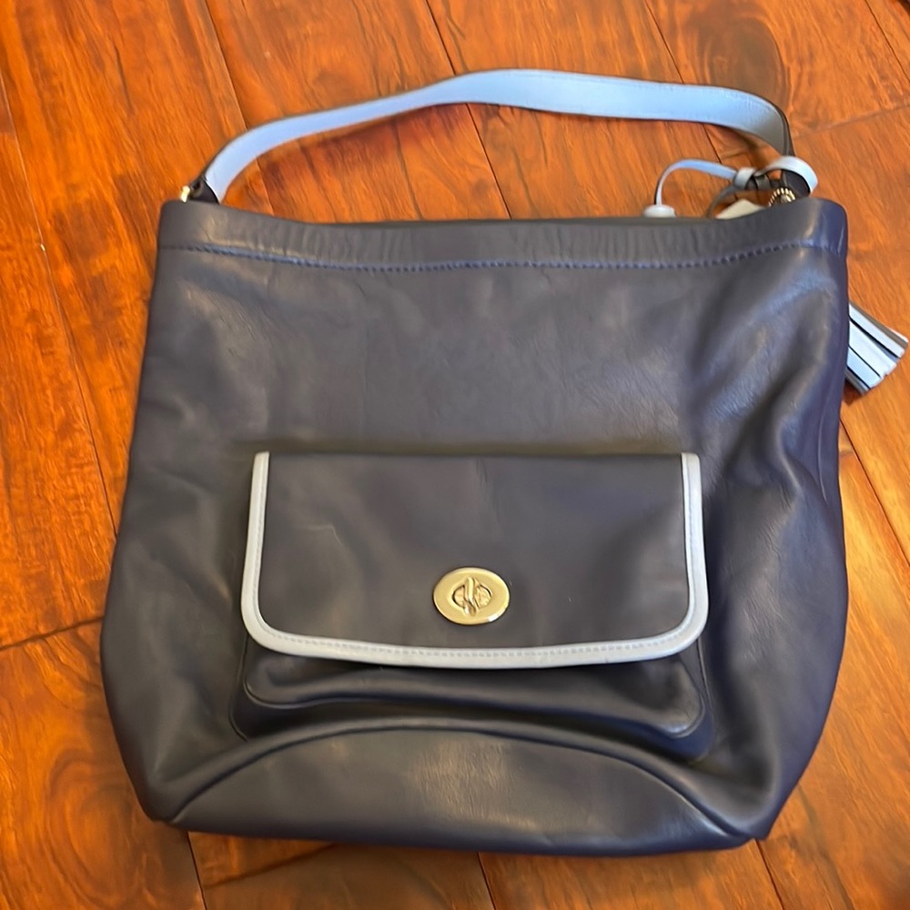 Coach navy leather purse